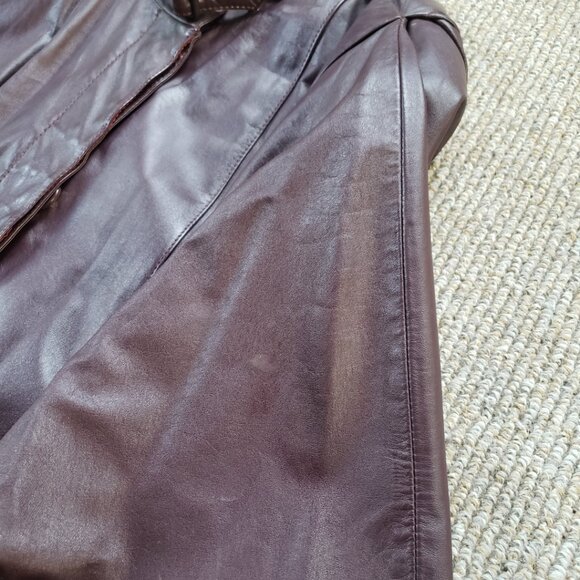 Vintage 80s Leather Coat Berman's Women's 14 Maroon Oxblood - Picture 10 of 11